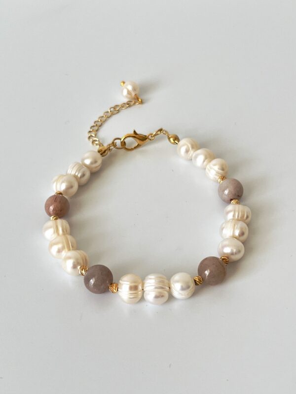 Doğaltaş ve İnci Birleşim Bileklik