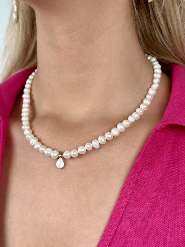 Altın Kaplama Sedefli Gerçek İnci Kolye