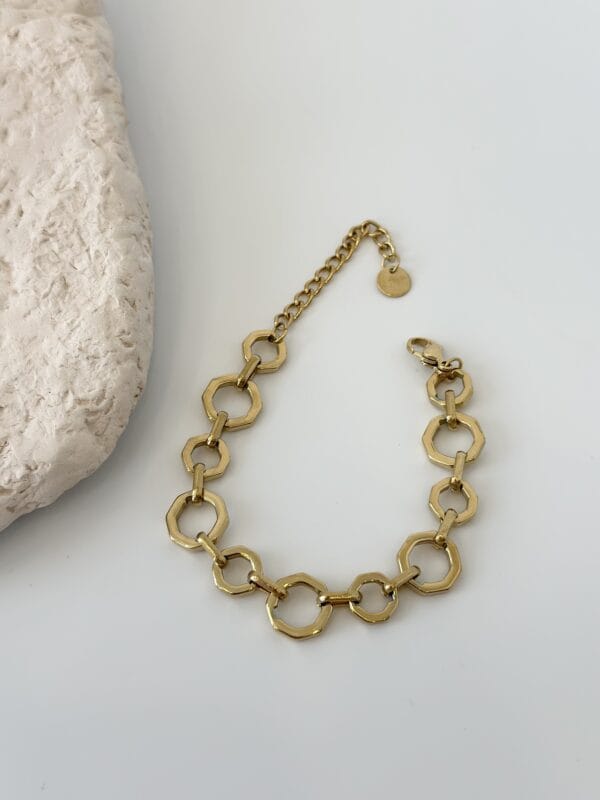 Çelik Gold Renk Geometrik Zincir Bileklik