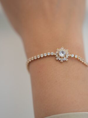 Kar Tanesi Zirkon Taşlı Suyolu Bileklik (Gold)