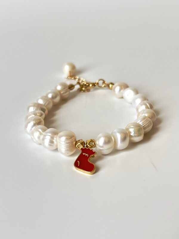 Yılbaşı Temalı Tasarım Gerçek İnci Bileklik