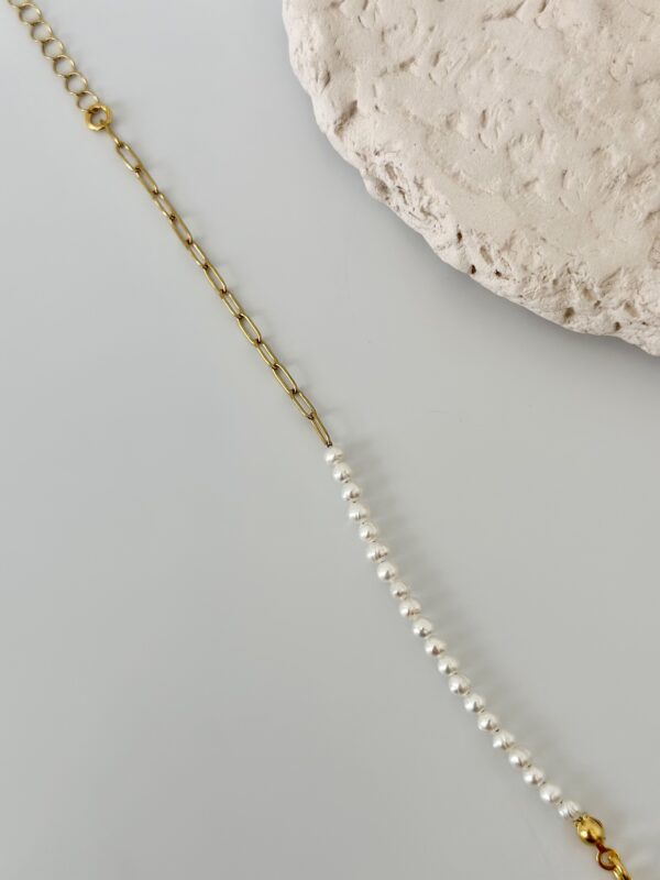 İnci ve Zincir Birleşim Çelik Bileklik