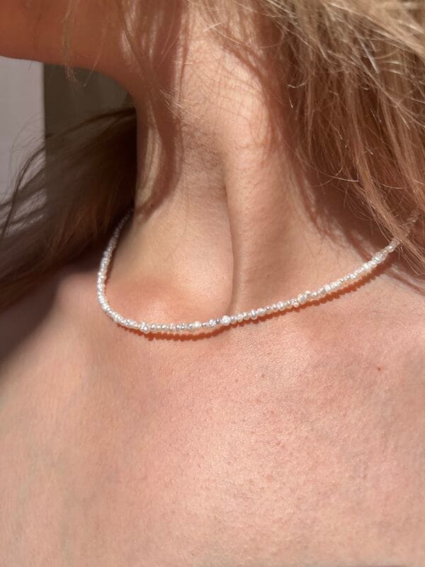 Gerçek Kum inci Kolye (925 Ayar Gümüş Üzeri Altın Kaplama)