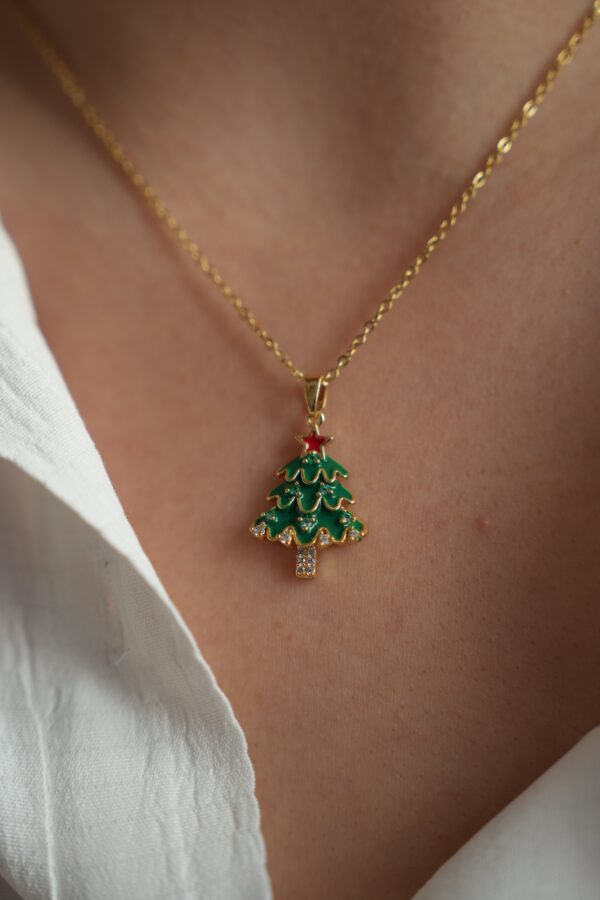 Çam Ağacı Detaylı Yılbaşı Konsept Çelik Kolye