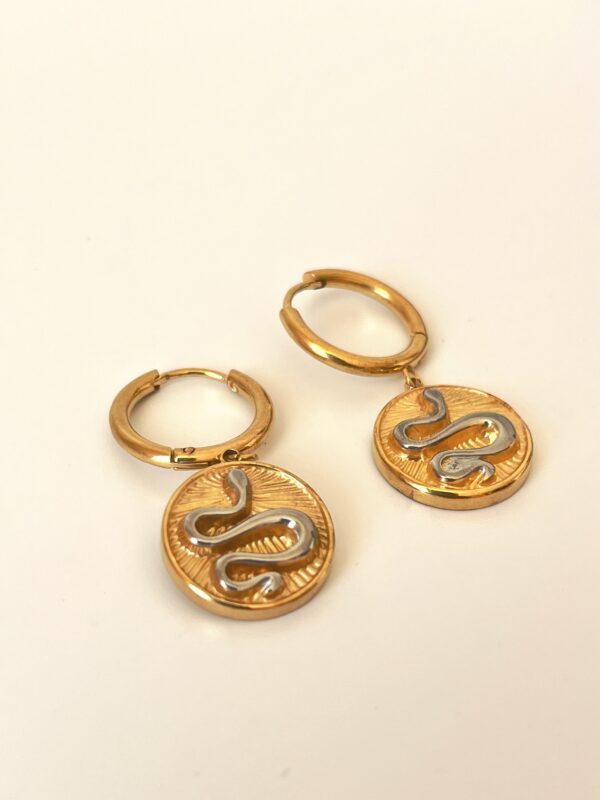 Yılan Motifli Çelik Küpe