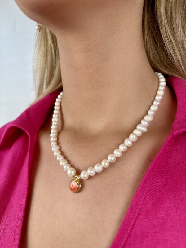 Kırmızı Sedefli Modra Gerçek İnci Kolye