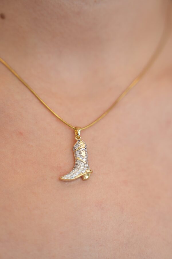 Çelik Zirkon Taşlı Çizme Model Gold Renk Kadın Kolye