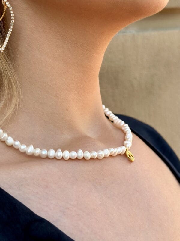 Pirinç Üzeri Altın Kaplama Hayat Ağacı Detaylı Gerçek İnci Kolye