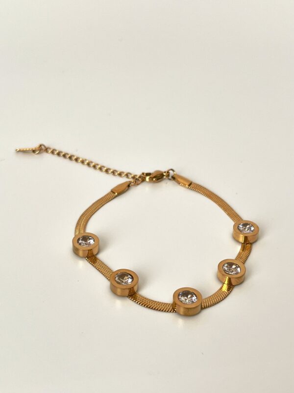 Zirkon Taşlı İtalyan Zincir Bileklik