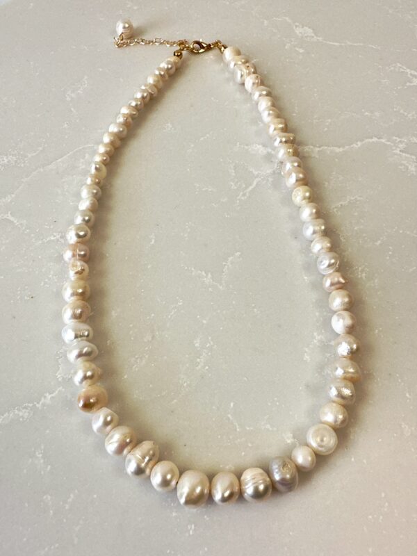 Pirinç Üzeri Altın Kaplama Gerçek İnci Kolye