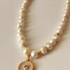 Dorika Detaylı Altın Kaplama Gerçek İnci Choker Kolye