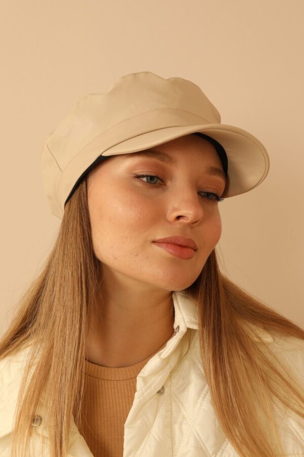 Deri Kasket Kadın Şapka