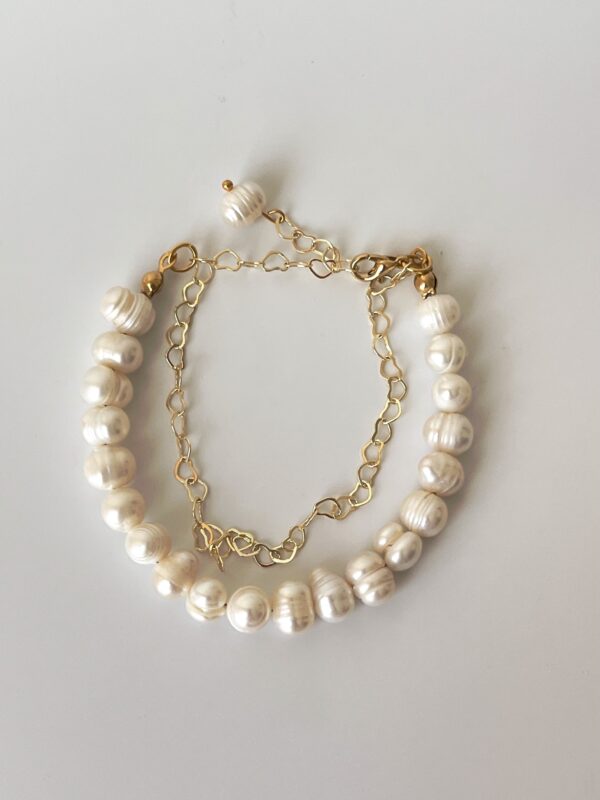 Pirinç Üzeri Altın Kaplama Tasarım Gerçek İnci Bileklik