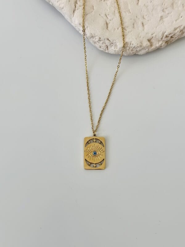 Antik Sarı Çelik Gold Kolye