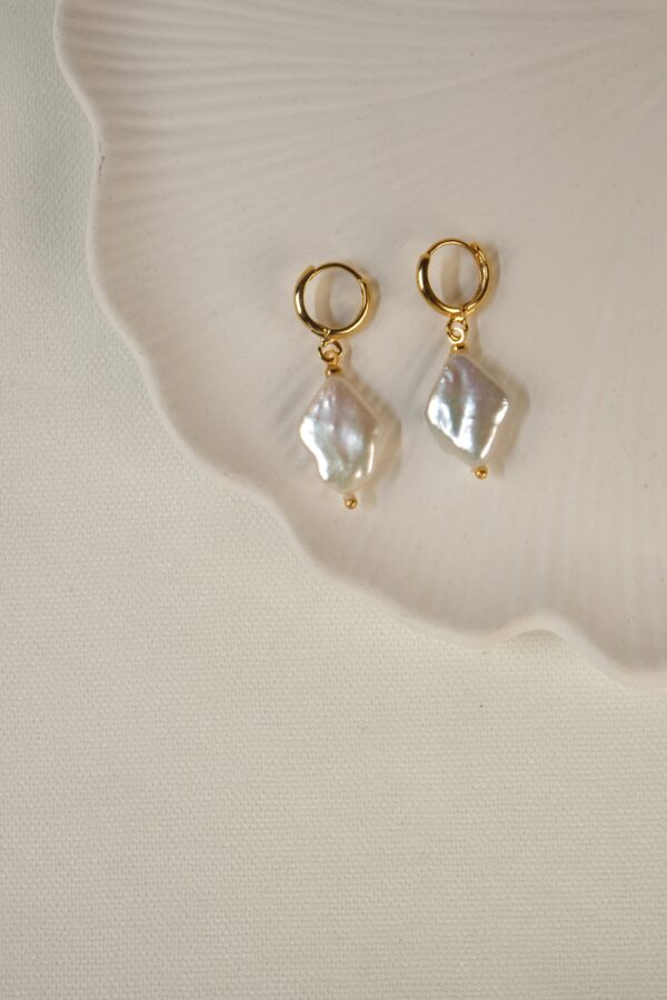 24K Altın Kaplama Gerçek İnci Halka Küpe