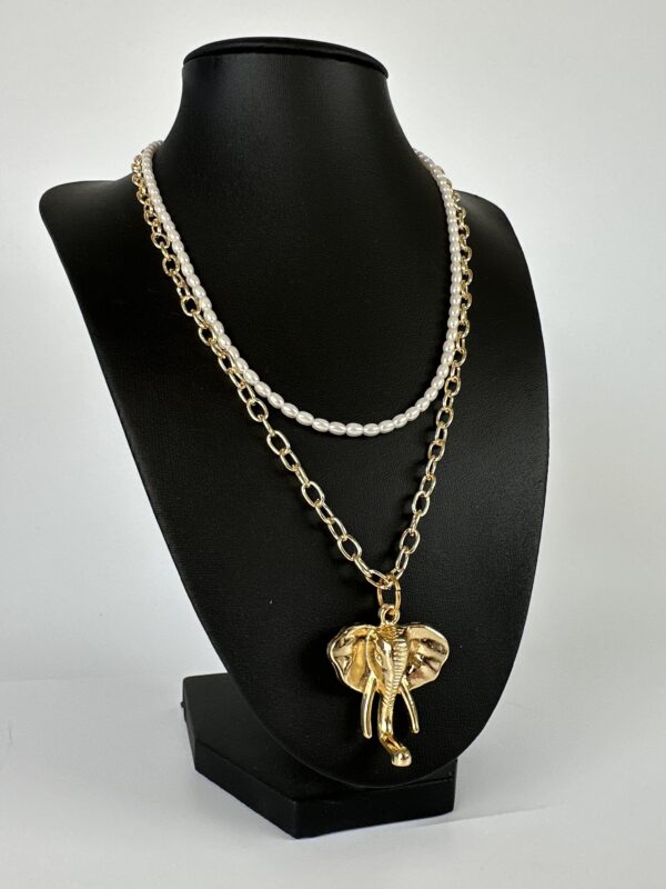 Fil Sallantılı Mayorka İncili Tasarım Kolye