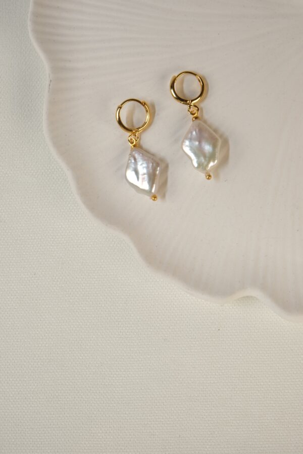 24K Altın Kaplama Gerçek İnci Halka Küpe