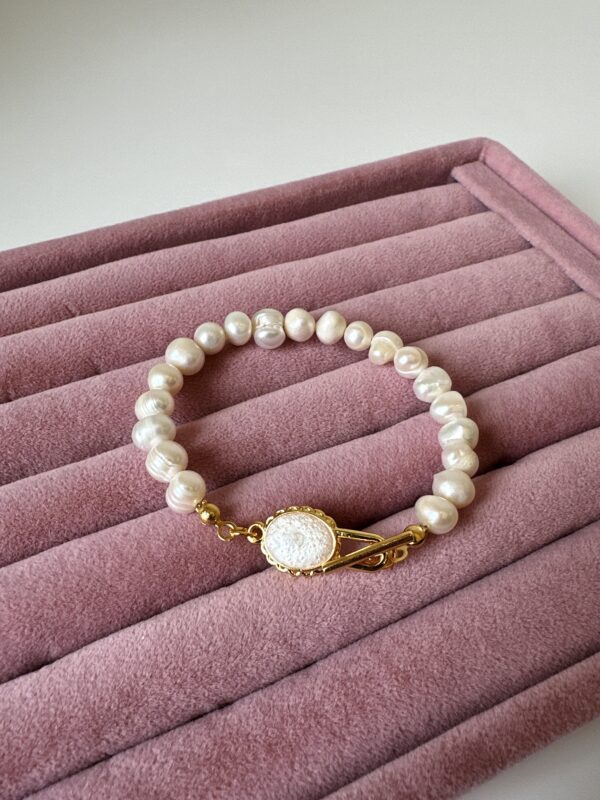 Sedefli Vintage Kapama Gerçek İnci Bileklik