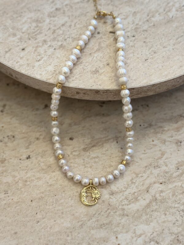 Güneş ve Ay Gerçek İnci Kolye