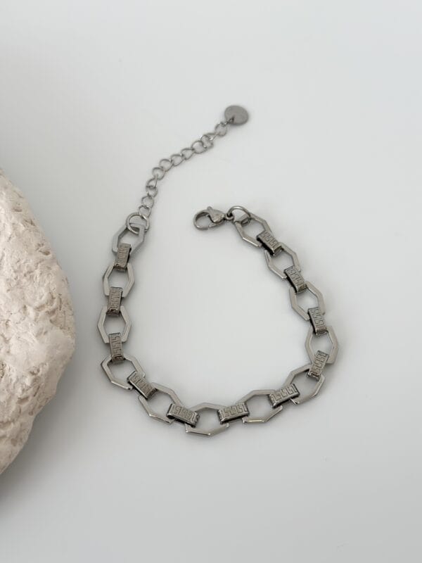 Geometrik Gümüş Zincir Bileklik