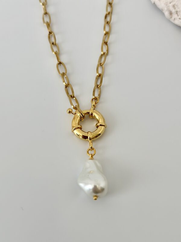 Mayorka Barok İnci Detaylı Çelik Kolye