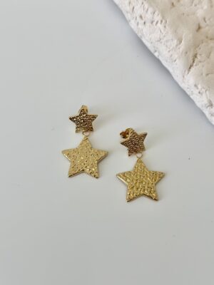 Çelik Yıldız Desenli Küpe