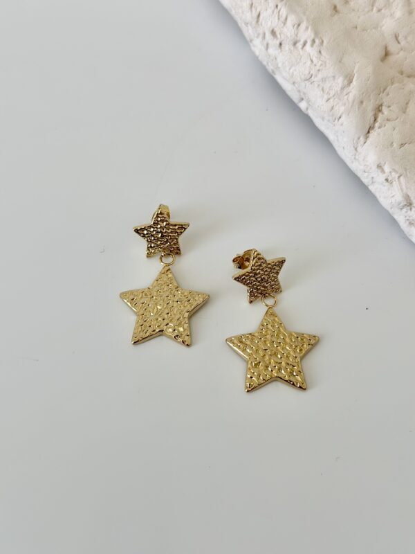 Çelik Yıldız Desenli Küpe