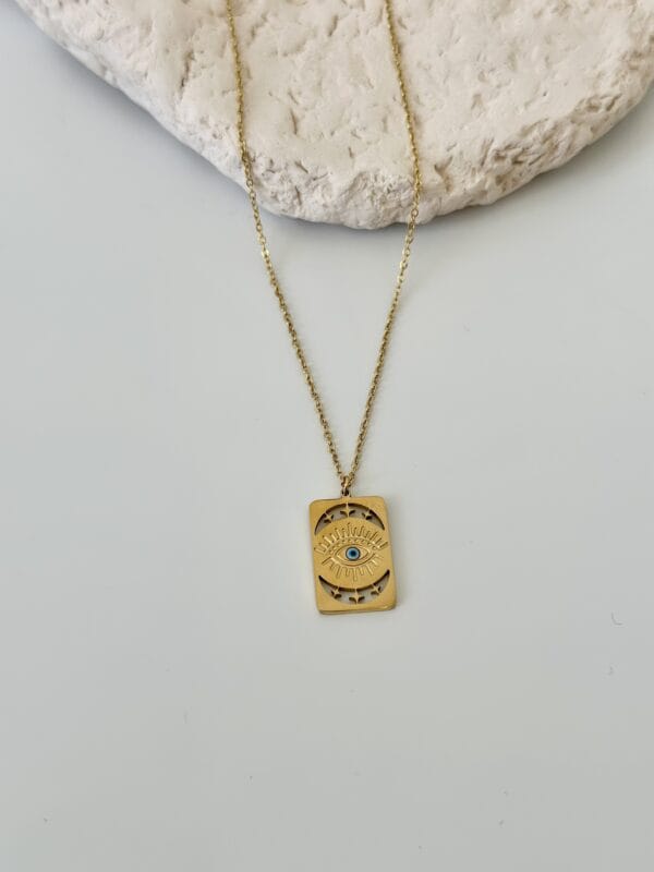 Antik Sarı Çelik Gold Kolye