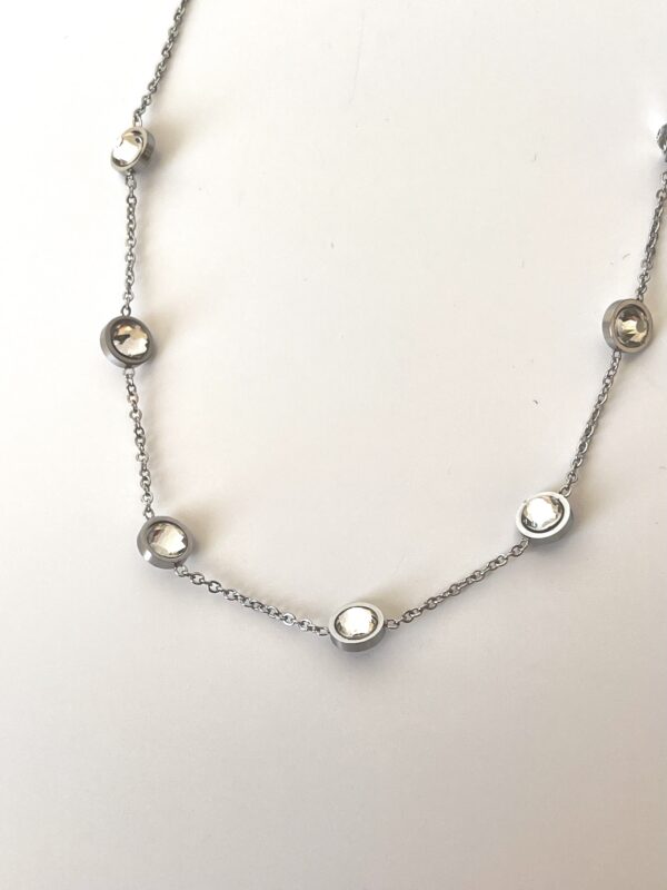 Zirkon Taşlı Çelik Kolye