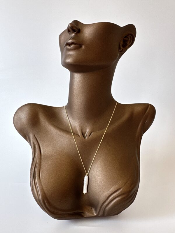 Gerçek İnci Detaylı 925 Ayar Gümüş Üzeri Altın Kaplama Tasarım Kolye