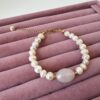 Sedef Detaylı Altın Kaplama Materyal Gerçek İnci Bileklik