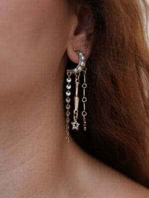 Ay ve Güneş Model Asimetrik Bohem Küpe