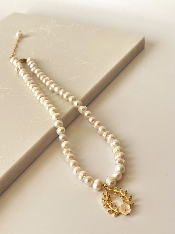 Zirkon Taşlı Helenistik İnci Kolye