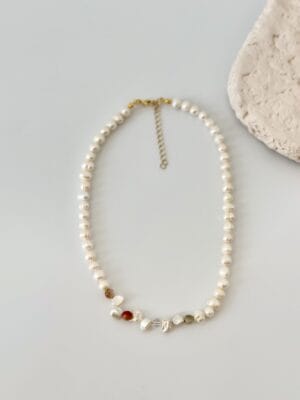 Kuvars ve Barok İnci Detaylı Gerçek İnci Kolye