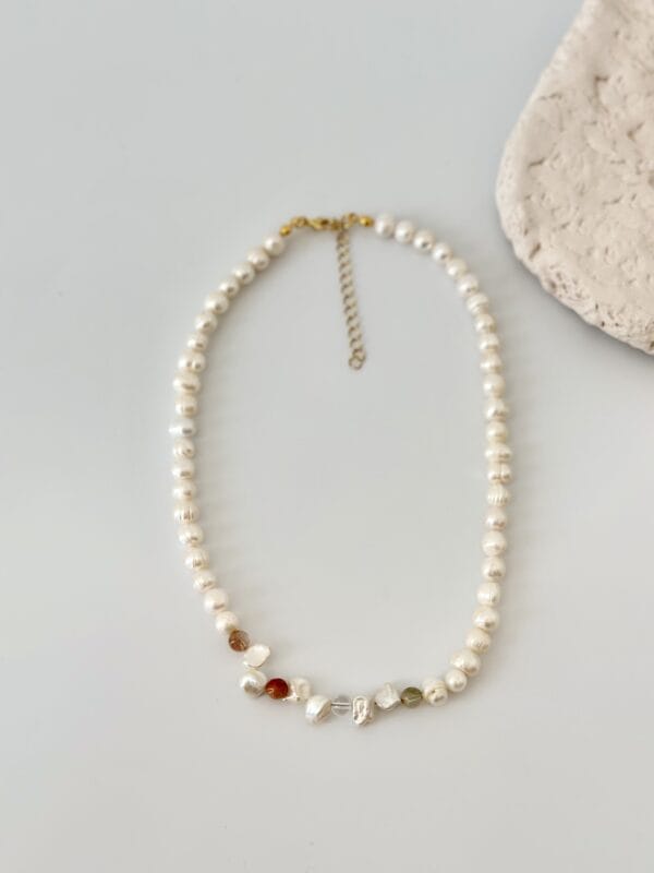 Kuvars ve Barok İnci Detaylı Gerçek İnci Kolye