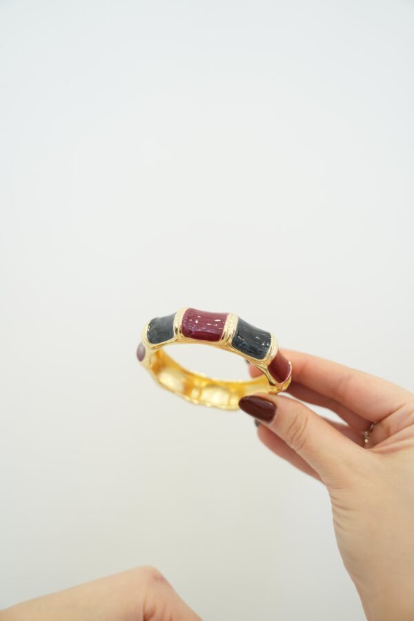 Siyah ve Bordo Renkli Çelik Mineli Bileklik