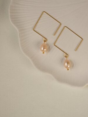 Square Stil Gerçek İnci Küpe