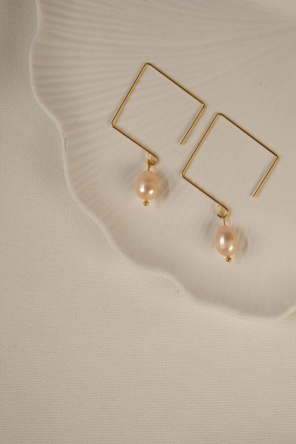 Square Stil Gerçek İnci Küpe