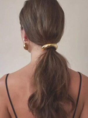 Altın Renk İnce Metal Detaylı Lastik Toka