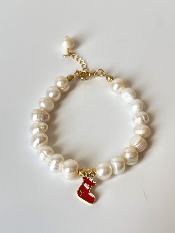 Yılbaşı Temalı Tasarım Gerçek İnci Bileklik