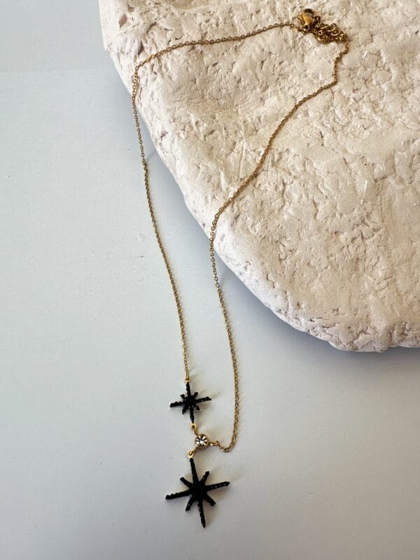 Siyah Kuzey Yıldızı Model Çelik Gold Kolye