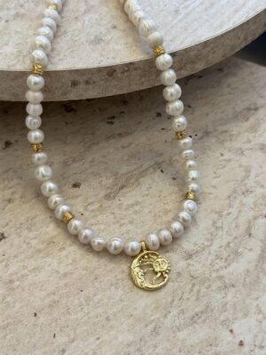 Güneş ve Ay Gerçek İnci Kolye