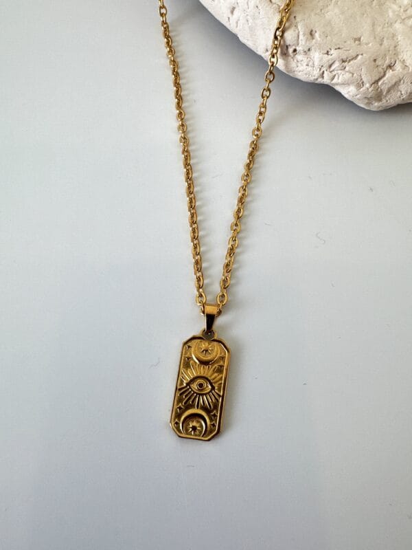 Antik Sarı Çelik Zincir Kolye