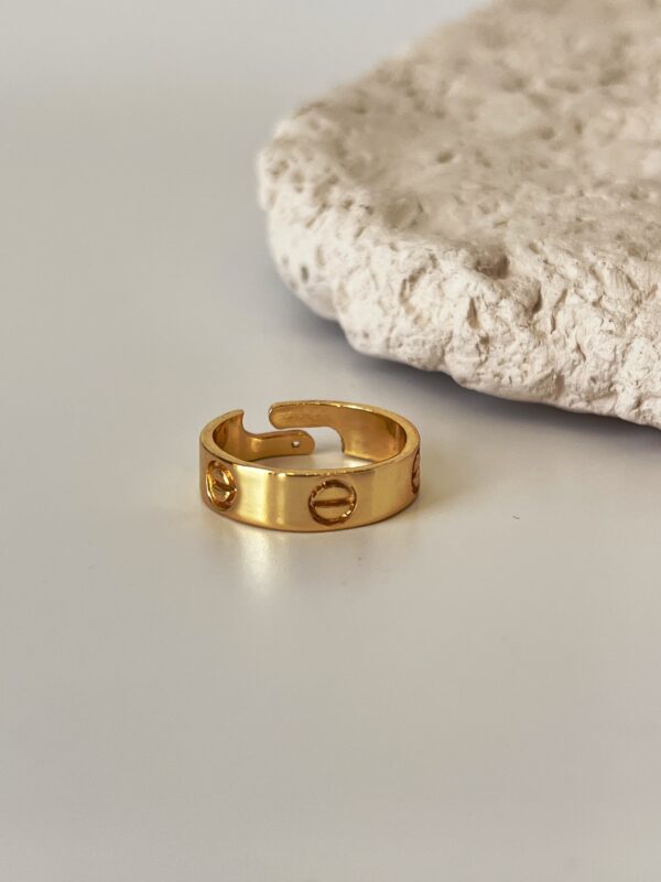 Anticlea Kaliteli Pirinç Üzeri Ayarlanılabilir Altın Kaplama Yüzük