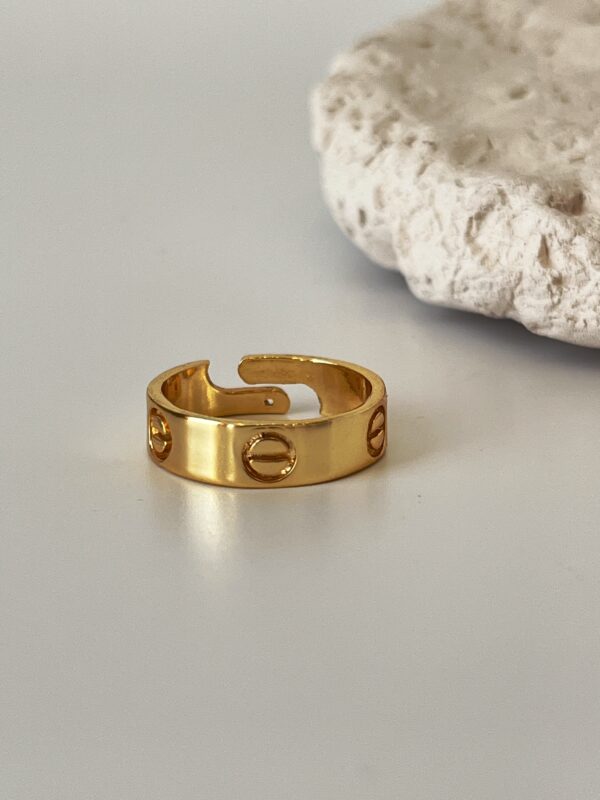 Anticlea Kaliteli Pirinç Üzeri Ayarlanılabilir Altın Kaplama Yüzük