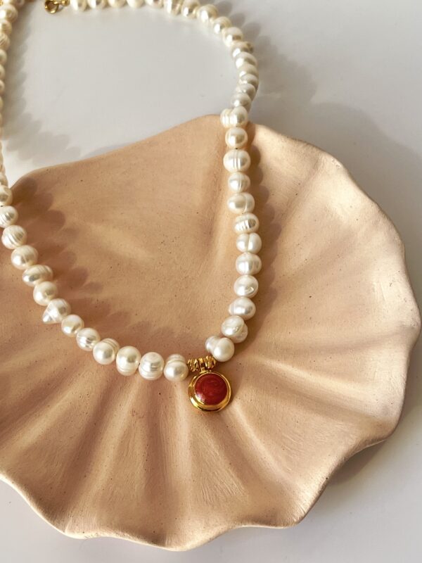 Kırmızı Sedefli Modra Gerçek İnci Kolye