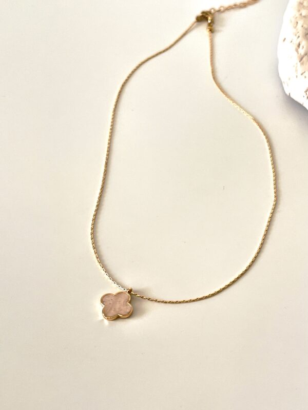 Sedefli Yonca Altın Kaplama Tasarım Kolye