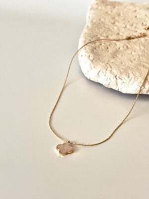 Sedefli Yonca Altın Kaplama Tasarım Kolye