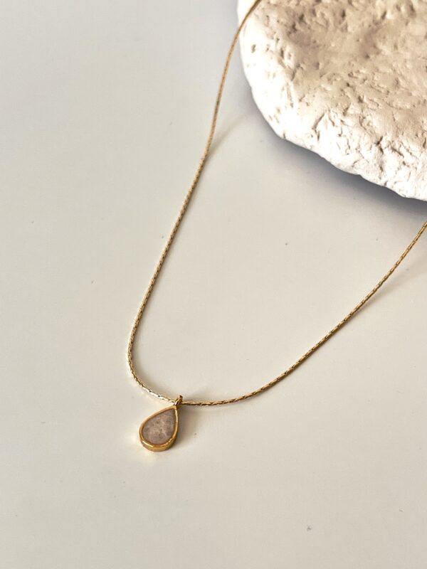 Sedefli Damla Altın Kaplama Tasarım Kolye