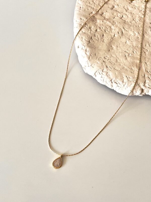 Sedefli Damla Altın Kaplama Tasarım Kolye